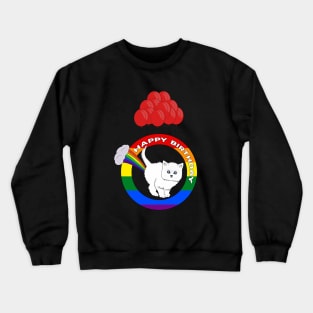 Happy Birthday - Funny Cat Fart Rainbow Crewneck Sweatshirt